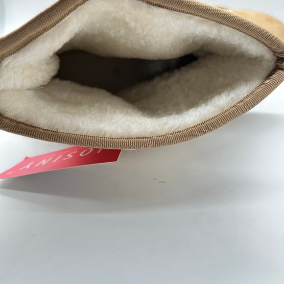 Josiny Faux Suede Boots Womens 11 Tan Classic Fur Lined Ankle Booties NEW - Picture 6 of 10